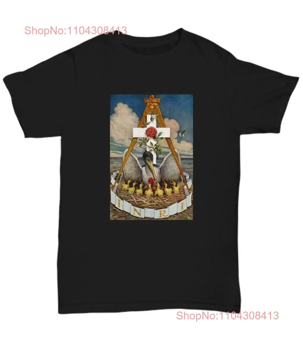 Эзотерическая рубашка INRI Пеликан кормление молодости оккультный символ