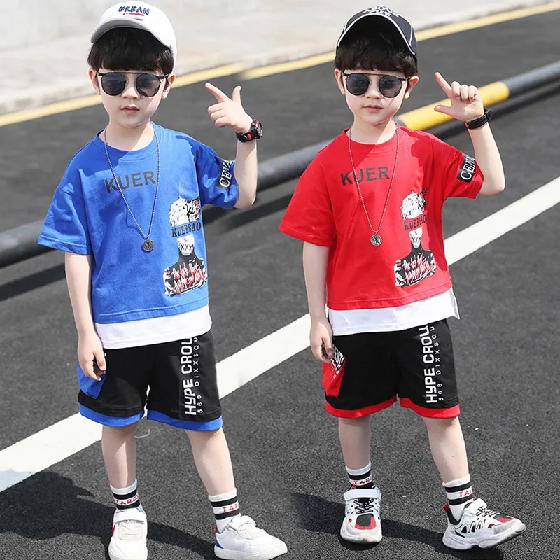 

Boys Suits Boys Baby Clothes Summer Suits New Boys' Casual Printing Sports Shorts Short-sleeved Boys Boutique Summer Suits