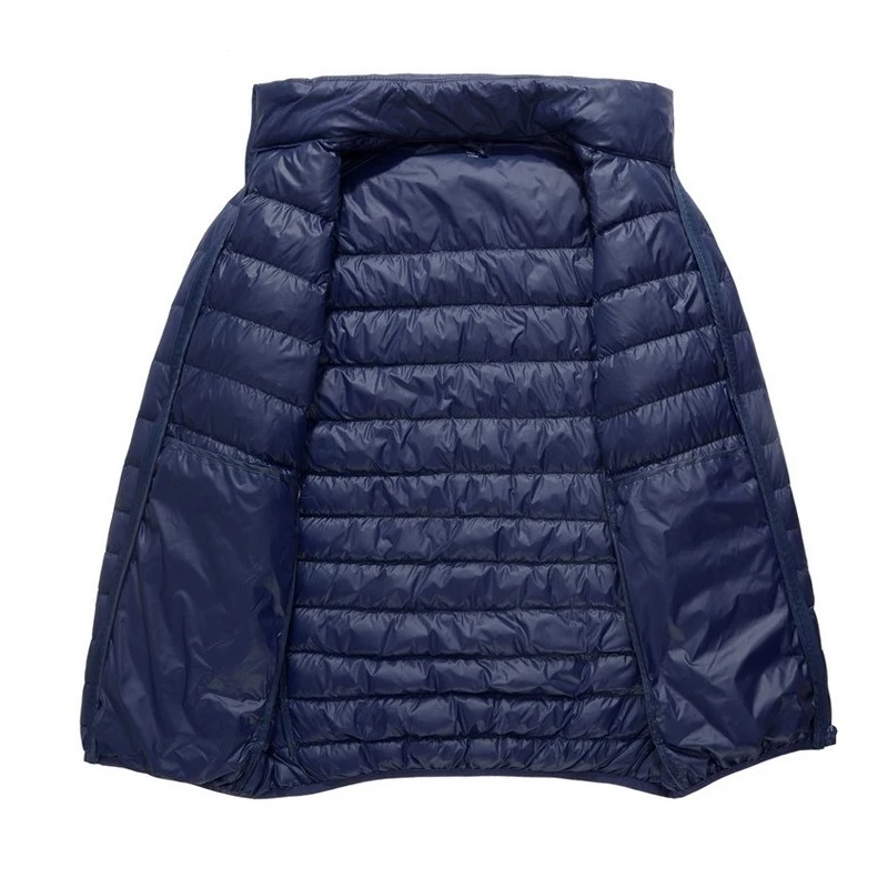 M-5XL 6Colors Ultra-thin Lightweight Stand Collar Men Jacket Solid Down Cotton Broadcloth Zipper Autumn Winter Slim Coat