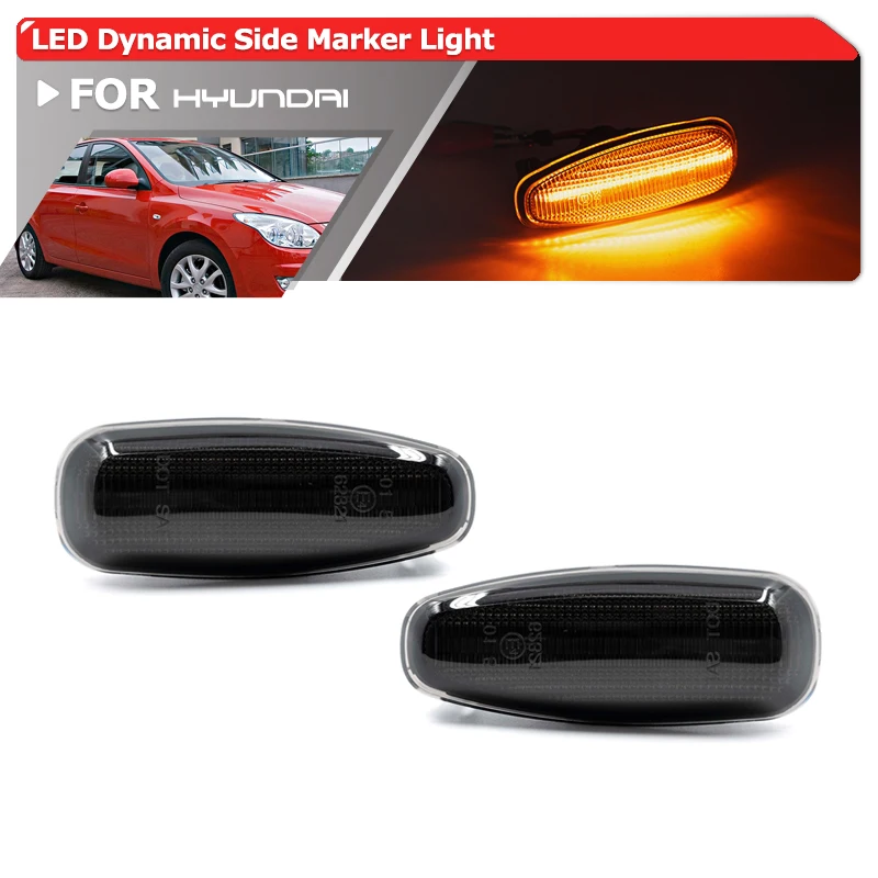 Smoked Lens Sequential Dynamic Amber Led Side Marker Lights For Hyundai I30 MK1 Elantra Touring Azera Grandeur For Kia Ceed MK1