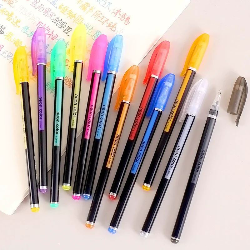 

12 Color Set Highlighter student creative stationery color marker pen multiple styles Rough stylus flash pen