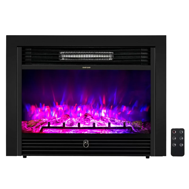 

750/1500W electric fireplace heater with adjustable temperature and brightness