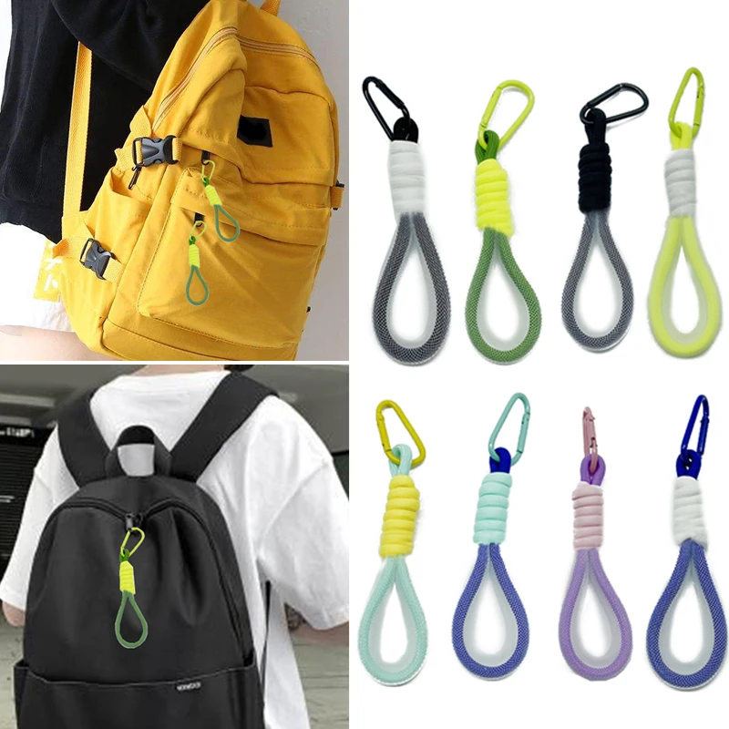 

Fluorescent Color Phone Strap Mesh Lanyard Creative Keychain Bag Pendant Two-color Buckle Braided Belt Cute Keycord Accessories