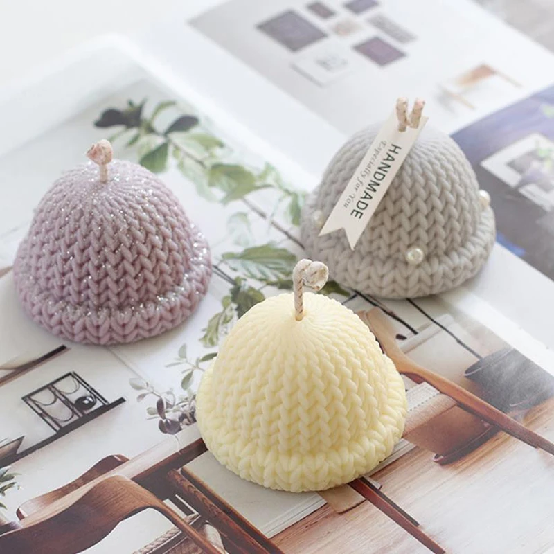 

3D DIY knit hat Shape Candle Silicone Mold Scented Candle Casting Mold Handmade Candle Soap Making Wax Mold Handcraft