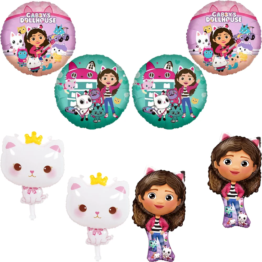 

Hot Gabby Dollhouse Balloon Girls Happy Birthday Party Supplies Decor 18 Inch Circular Balloon Baby Shower Supplies Kids Ball