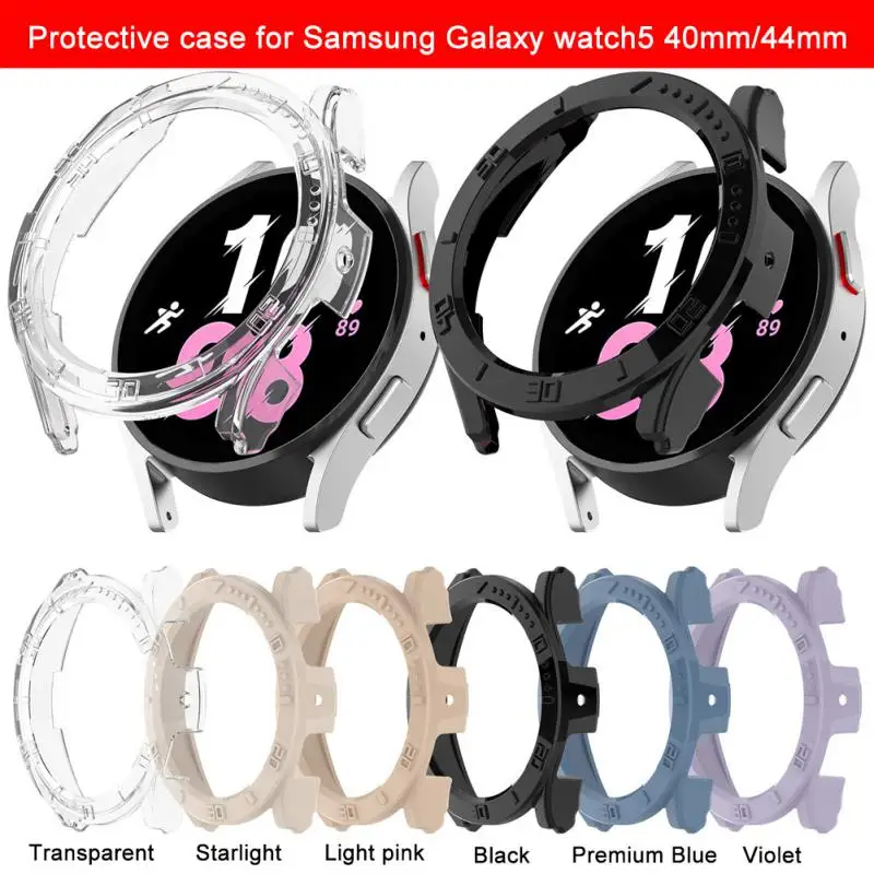 

2023 Popular Screen Protector Case For Samsung Galaxy Watch5/watch4 Universal Half Wrapped Soft Pc Protective Cover Hot Sale