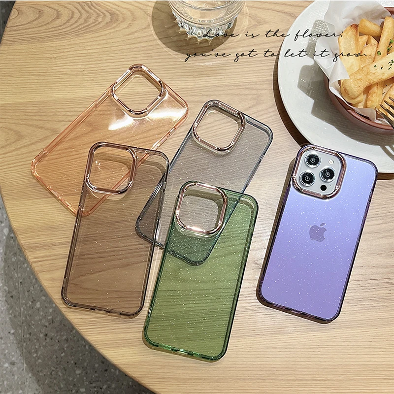 

Luxury Glitter Transparent Clear Phone Case for iPhone 14 13 12 11 Pro Promax Mini 14 Plus Shockproof Ultra-thin Phone Cover
