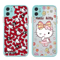 cute hello kitty phone case for iphone 13 12 11 pro max mini xs 8 7 plus x se 2020 xr matte transparent light blue cover