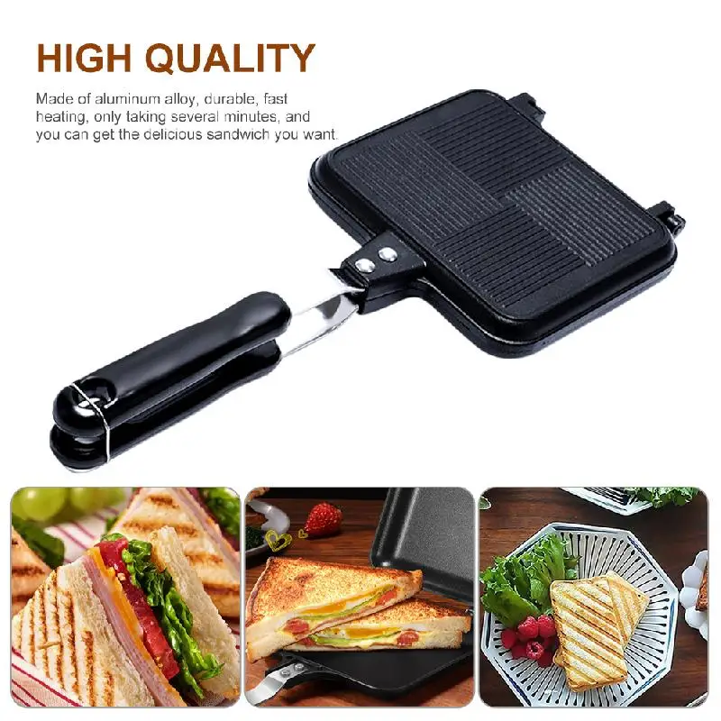 

Double-Sided Sandwich Pan Non-Stick Foldable Grill Frying Pan For Bread Toast Breakfast Machine Waffle Pancake Kitchen Supplies