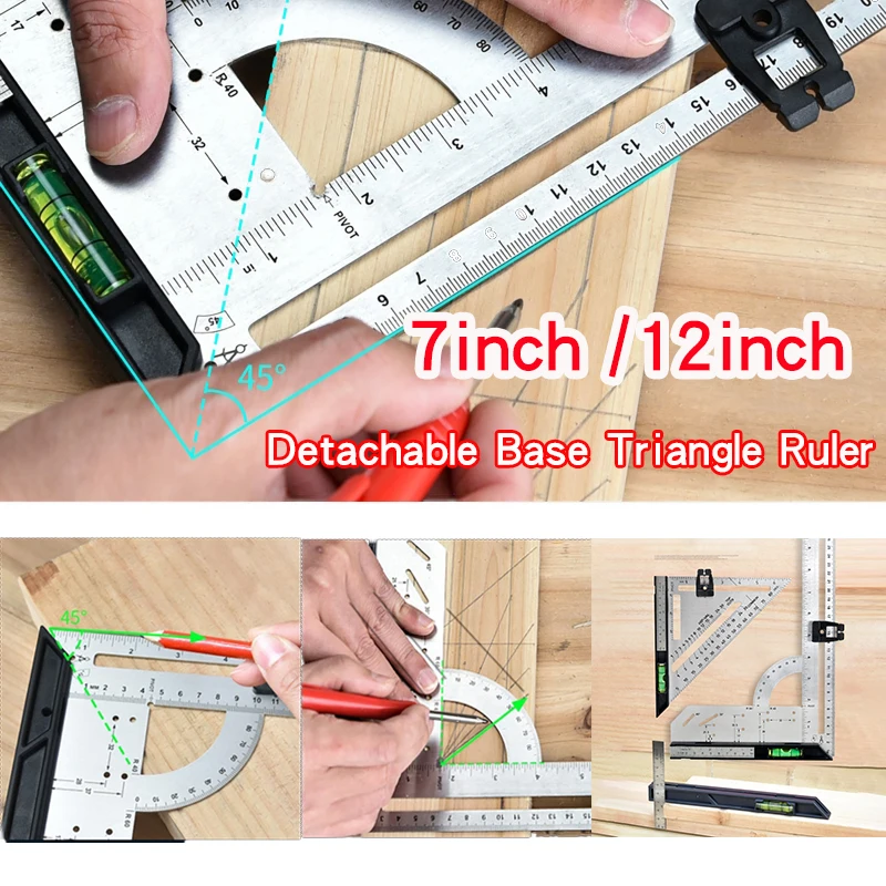

Square Steel Angle Gauge Metal Ruler Forwoodworker Joiner Horizontal Square 7/12in Try Carpenter Right Stainless Marking Contour
