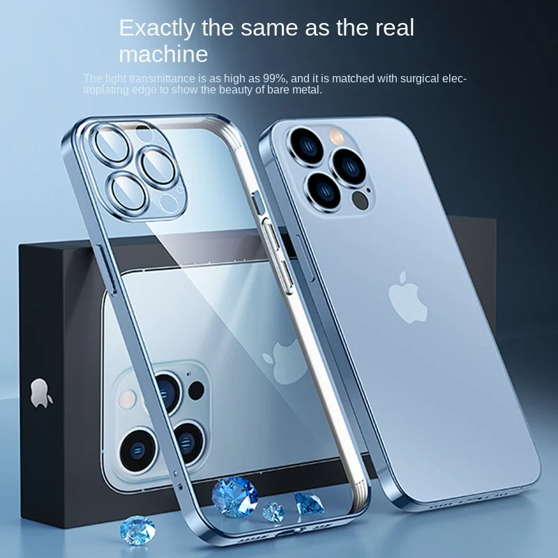 

Suitable for Iphone13 Transparent Mobile Phone Case Iphone11 Iphone12TPU Comes with Lens Film Anti-fall Protection