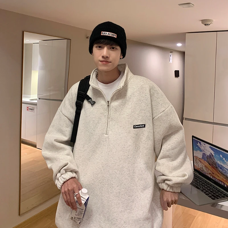 Толстовки мужские с длинным рукавом для подростков студентов Ulzzang мешковатая