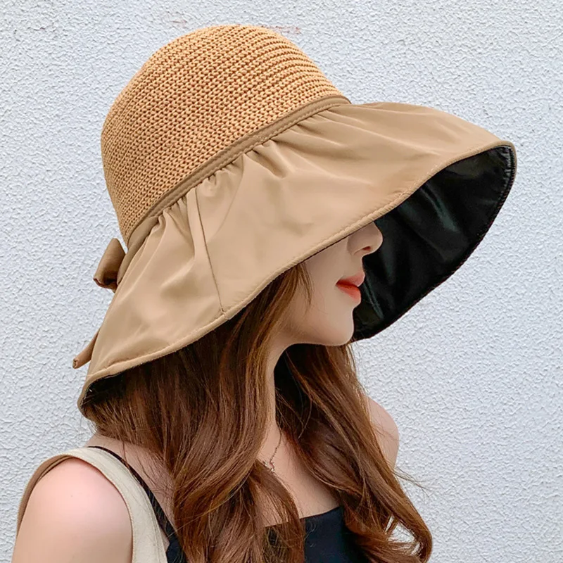 Fashion Summer Sun Hat Female Hollow Straw Hat Uv Protection Big Eaves Outdoor Travel Sun Fisherman Hat for Women