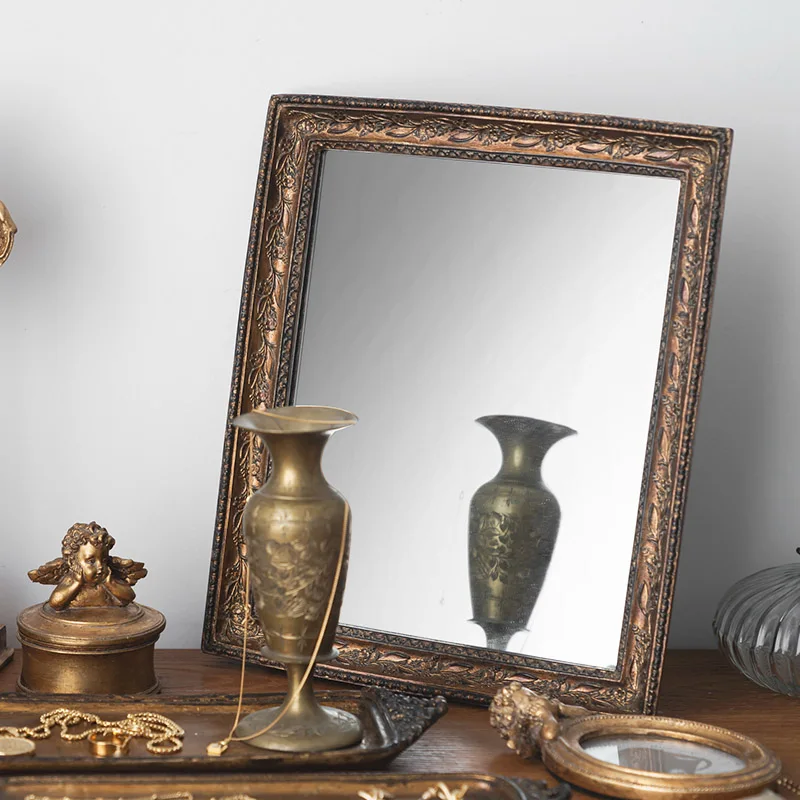 

Antique Makeup Wall Mirror Gold Nordic Big Modern Design Room Macrame Retro Decorative Mirror Vintage Spiegel Bedroom Decoration