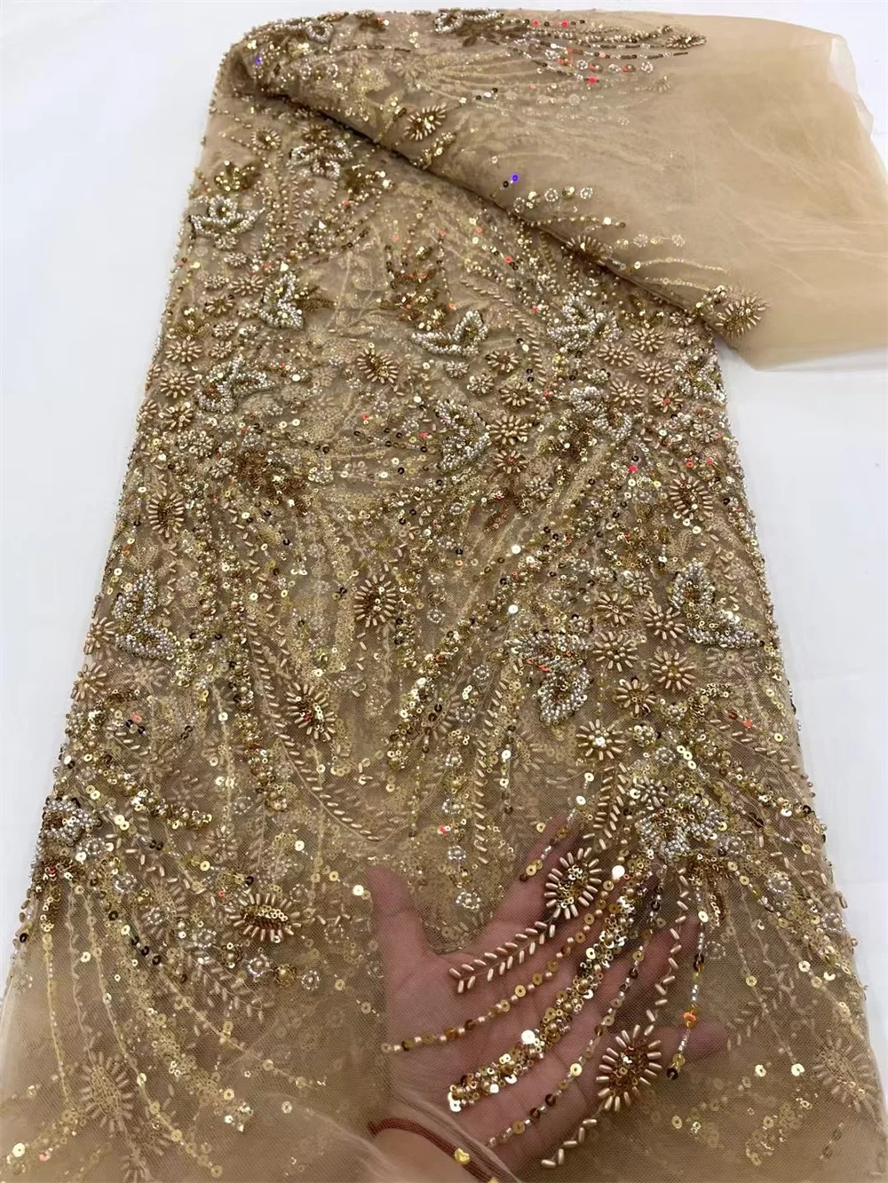 Роскошная африканская кружевная ткань с вышивкой бисером 2024 высококачественная