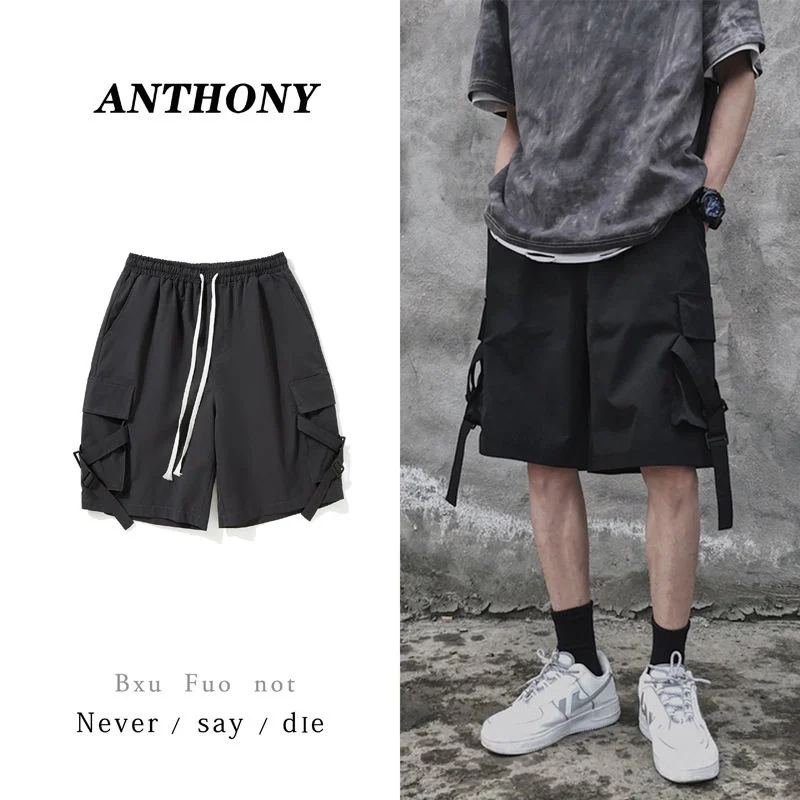 

Summer Pocket Shorts Men Fashion Grey Black Casual Shorts Men Streetwear Loose Hip Hop Cargo Shorts Mens Plus Size M-4XL