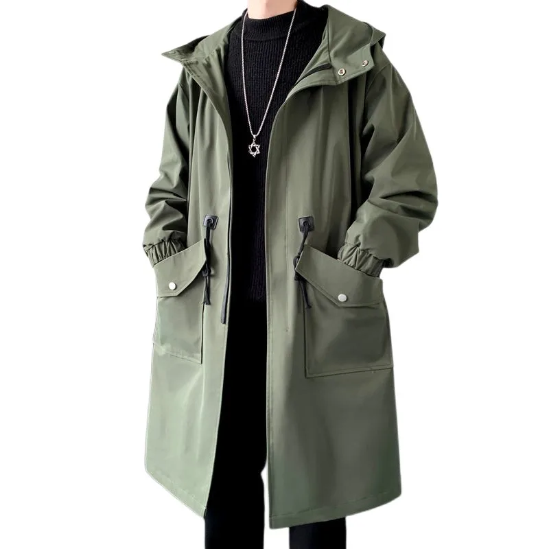 Мужское винтажное пальто с капюшоном, в стиле панк-рок