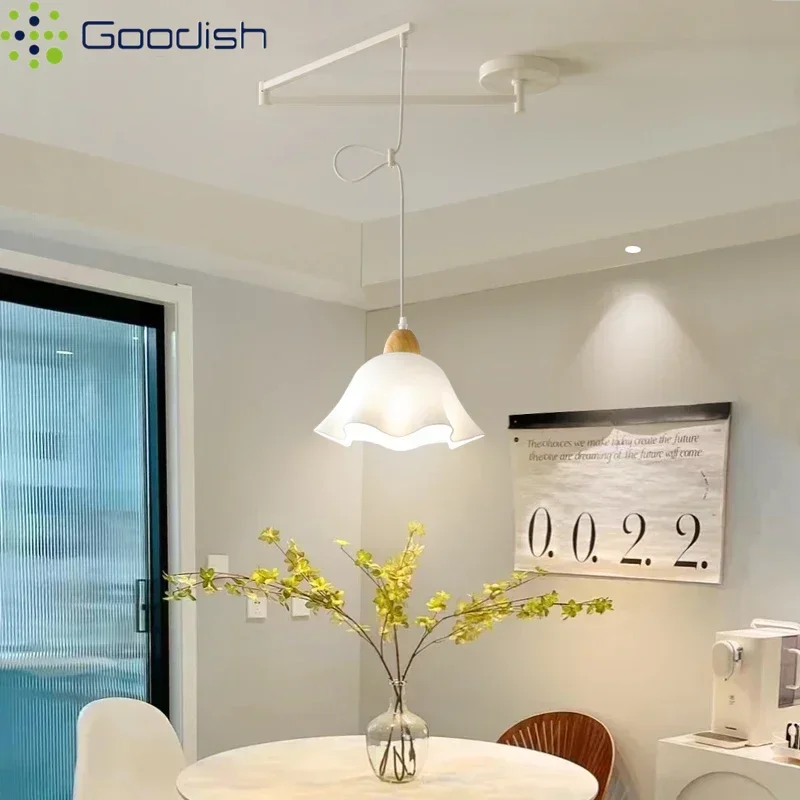 Фото Подвесные светильники Bauhaus Nordic Ambiance с регулируемым кронштейном и LED-подсветкой, художественные креативные лампы для гостиной, домашнего декора, люстра №4