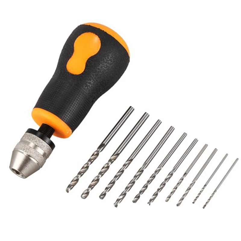 

10Pcs Simple Twist Drill Hand Tool Hand Drill Mini Small Hand Grip Carpenter's Chuck