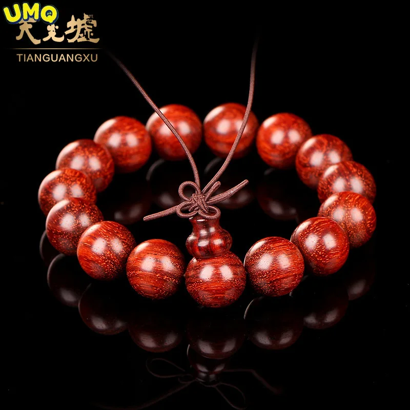 

Small Leaf Red Sandalwood Indian Small Leaf Red Sandalwood Old Material Shun Wen Buddha Bead Hand String Gx002