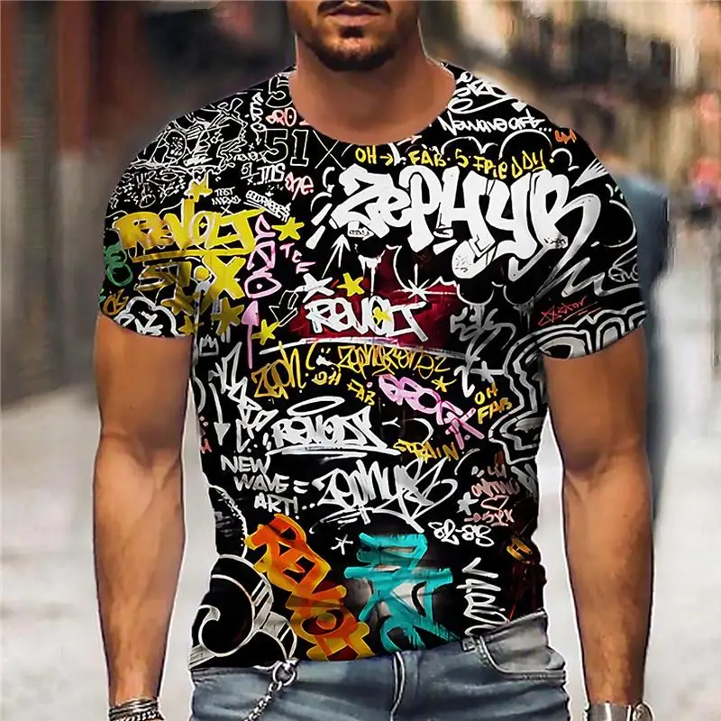 2022 Men's T Shirts 3d Graffiti Printed T-shirts for Men Summer Casual Fashion O-neck Short Sleeves Loose Oversized Tshirts Tees