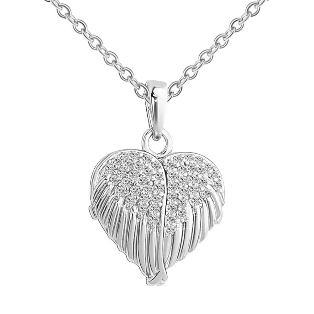 

Silver Necklace Photo Frame Women Clavicle Versatile Copper Durable Fashionable Pendant Chain Crystal Choker