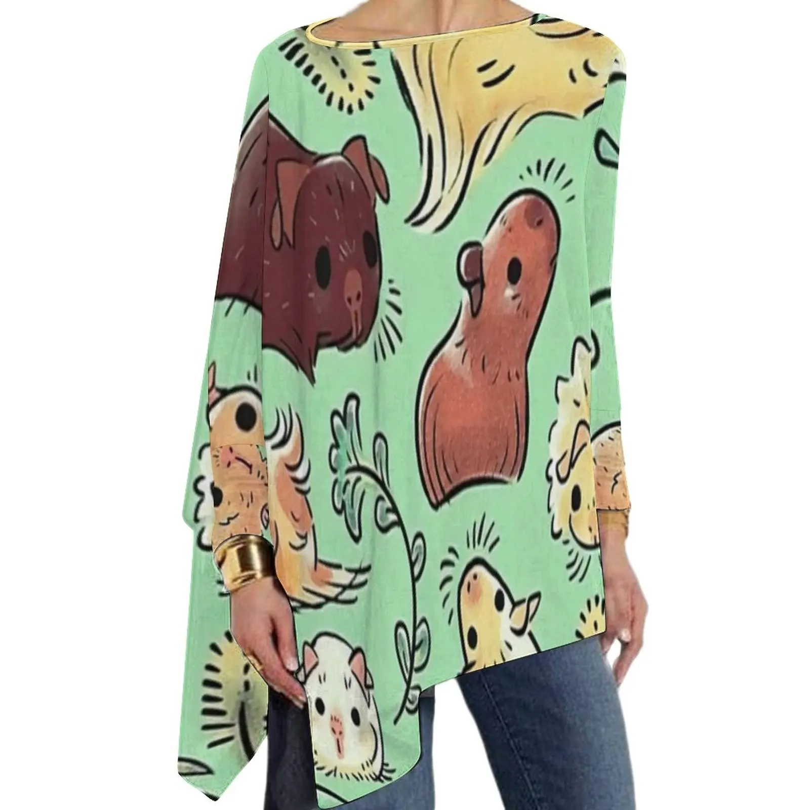 

Футболка женская свободного покроя с длинным рукавом, 4XL, 5XL, 6XL