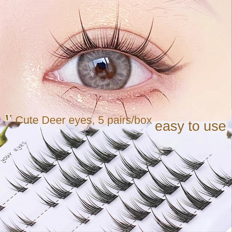 Dream Deer Little Devil False Eyelashes Natural Soft Manga Lashes Fishtail DIY Cluster Eyelash Cute Deer Eye False Eyelashes