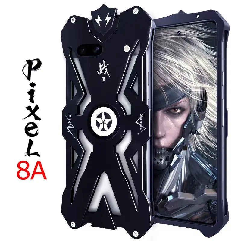 Зеркальный бампер Pixel 8A Роскошный мощный металлический чехол с винтовой рамкой
