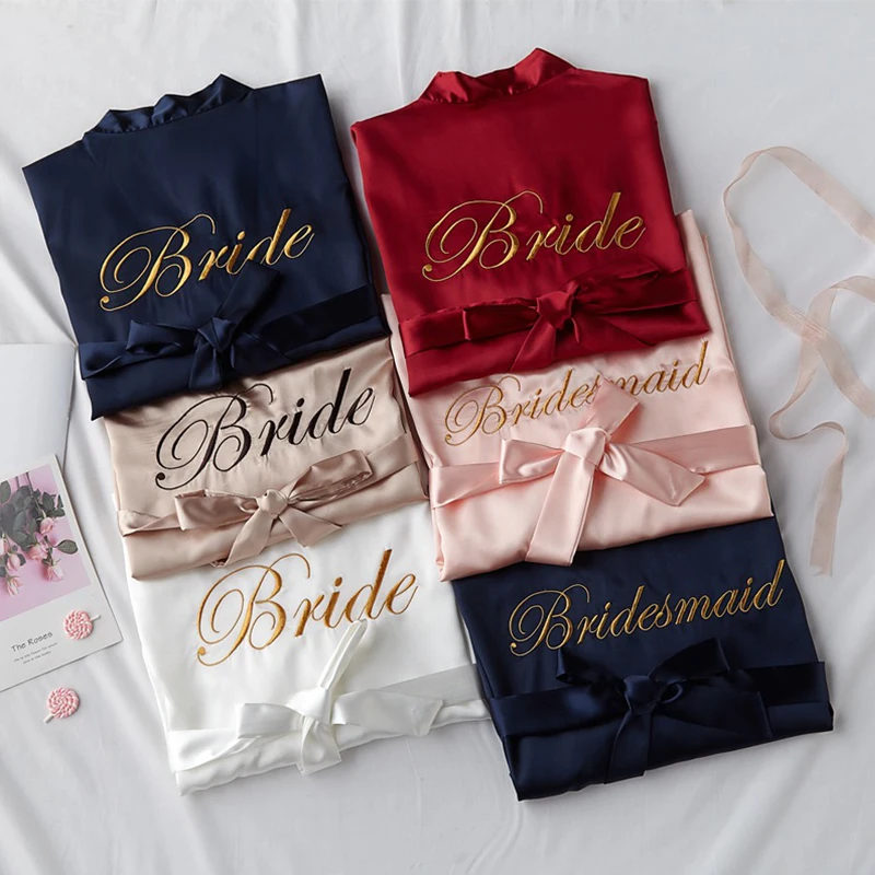 

Bride To Be Team Bride Satin-Silk Robe Wedding Bridesmaid Robes Bridal Shower Bachelorette Party Gift Hen Party Wedding Decor