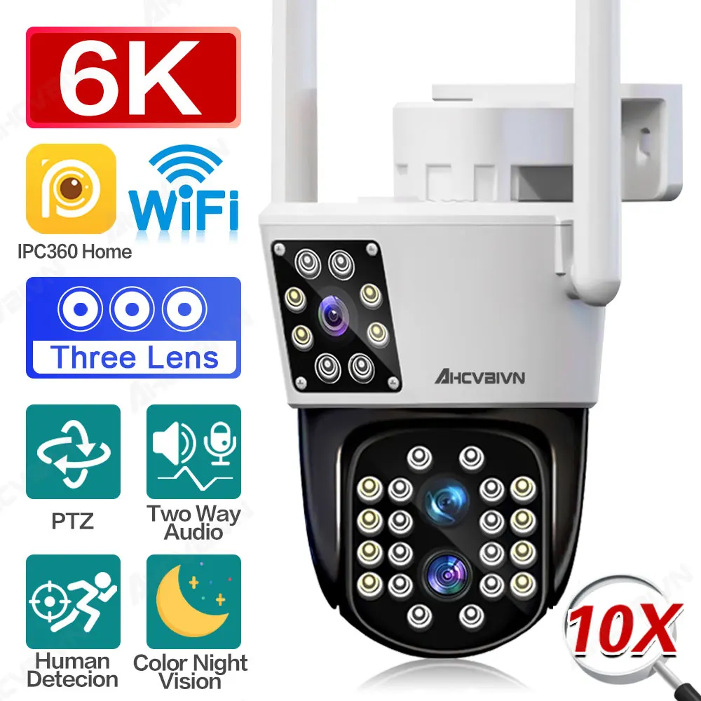 

IP-Камера уличная Водонепроницаемая с тремя объективами, 12 Мп, Wi-Fi