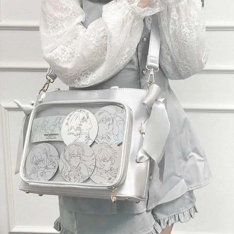 

Y2K Korean Goth Ita Clear Silver Gray Hobo Bag Aesthetic Vintage Kawaii Wallet HandBag Crossbody Messenger Purse Tote Bags Women