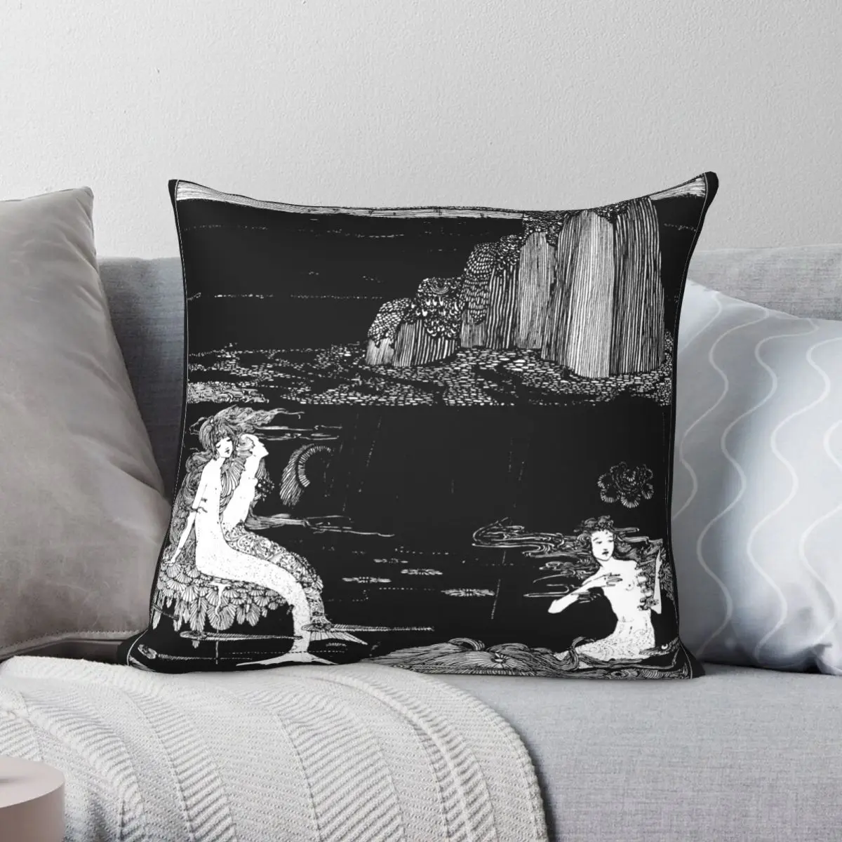 Very Nearly Harry Clarke Mermaids Square Pillowcase Polyester Linen Velvet Printed Zip Decor Throw Pillow Case Bed Cushion Cover