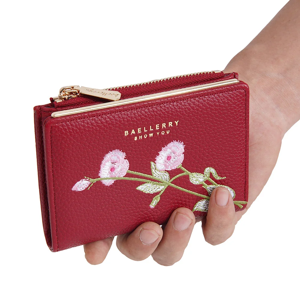 Модные мини-кошельки с цветами для женщин кошелек на молнии тонкий двойной