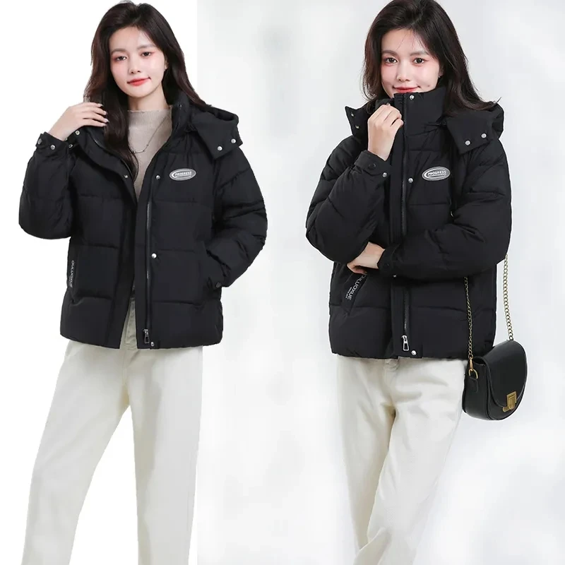 

2023 New Winter Jacket Women Fashion Loose All-match Padded Coat Female Ouerwear Top Hooded Short Thick Warm Casual Paraks