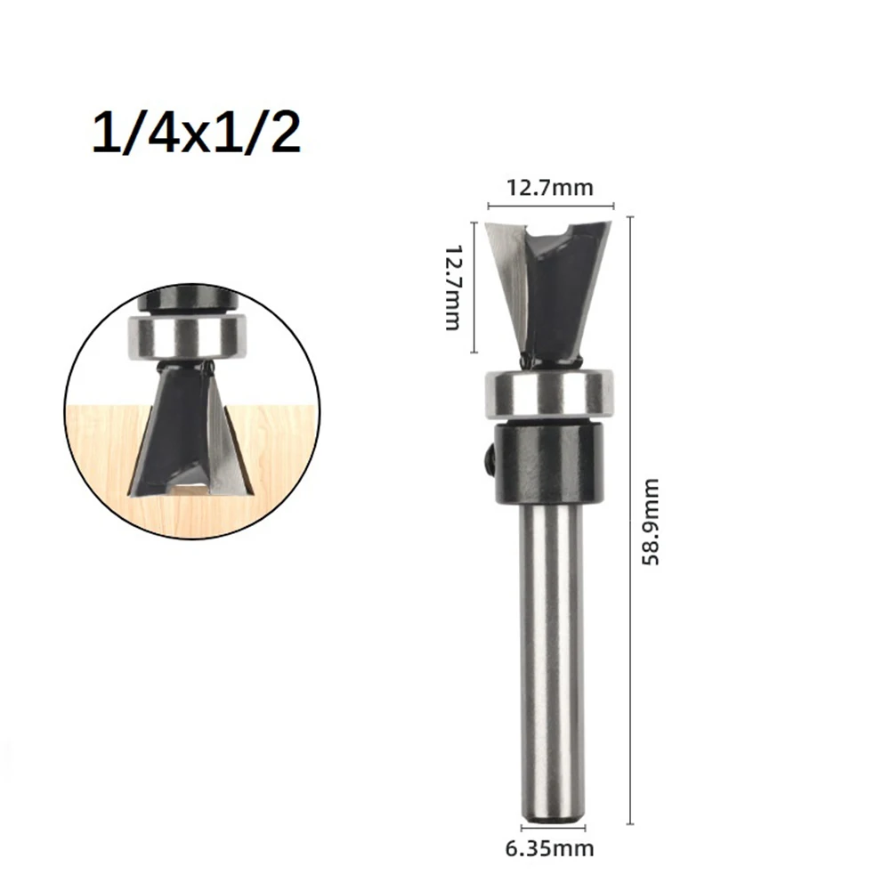 

1/4" Shank Woodworking Router Bit Carbide Dovetail Router Bit With Bottom Bearing Woodworking Milling Cutters Power Tools