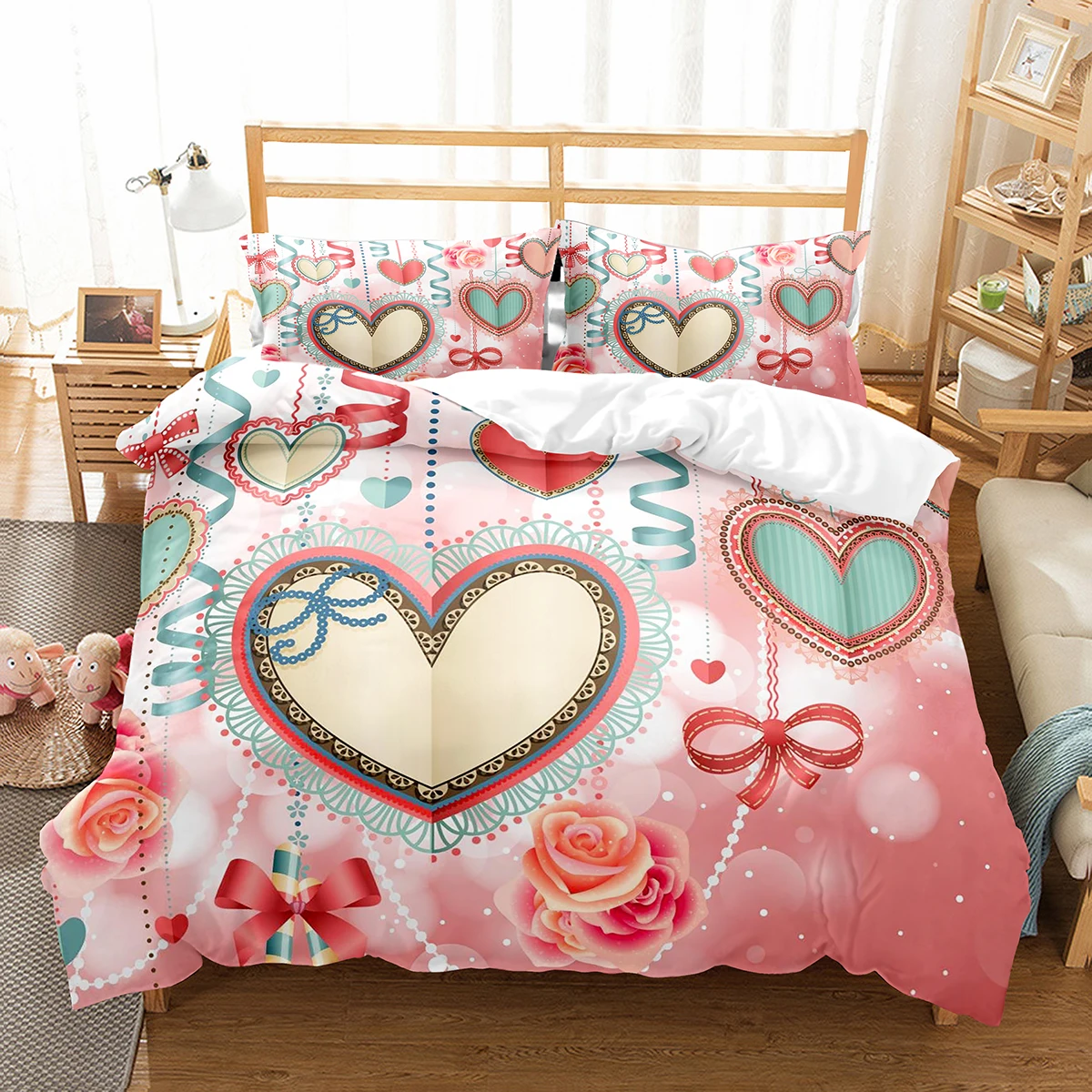 

Комплект постельного белья с пододеяльником в виде сердца