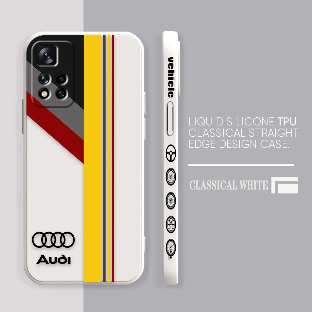 Phone Case For Redmi Note 12 11 11T 11R 11S 10 9T 8 7S PRO PLUS 4G 5G Case Cover Fundas Cqoues Shell Capa Luxury Car A-Audi LOGO