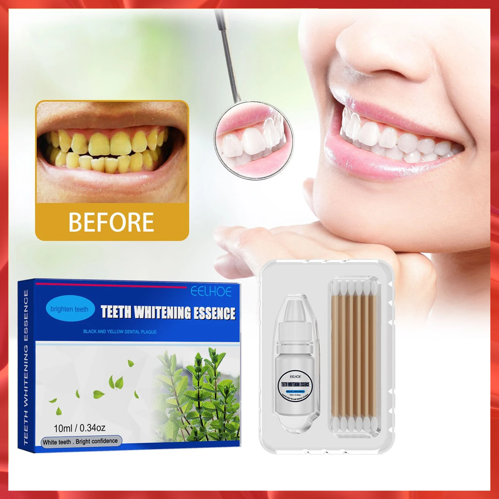 

Teeth Whitening Serum Remove Bad Breath Plaque and Smoke Stains Oral Hygiene Cleaning Fresh Breath Brightening Tooth Care Liquid