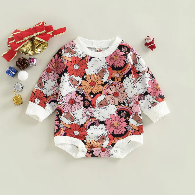 

Детское боди с длинным рукавом и цветочным принтом