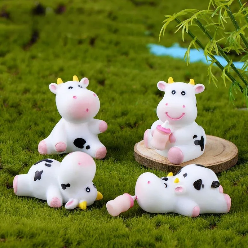 

1/5/8 Pcs Resin Crafts Cute Cow Micro-landscape Moss Miniatures Gardening Bonsai Decoration Ornaments Sculptures and Figurines
