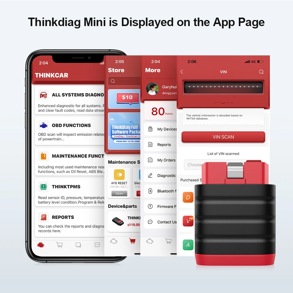 Thinkcar ThinkDiag Мини OBD2 Bluetooth сканер считыватель кодов все системы сканирования DPF SAS EPB