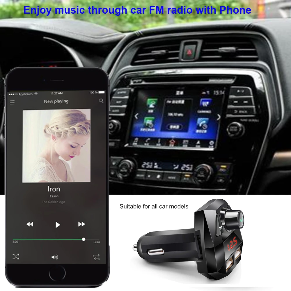Автомобильный Bluetooth-совместимый FM-передатчик 5 0 беспроводной аудио-приемник