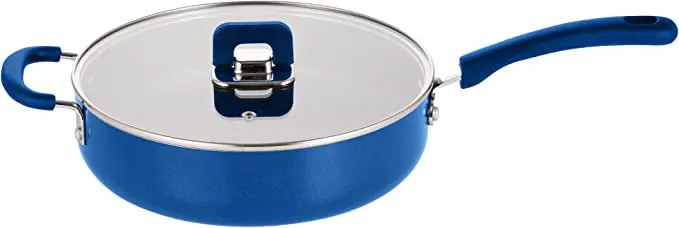 

Сковорода с крышкой, антипригарная стильная кухонная посуда со складной ручкой, 3,7 кварт (синий), столовая посуда