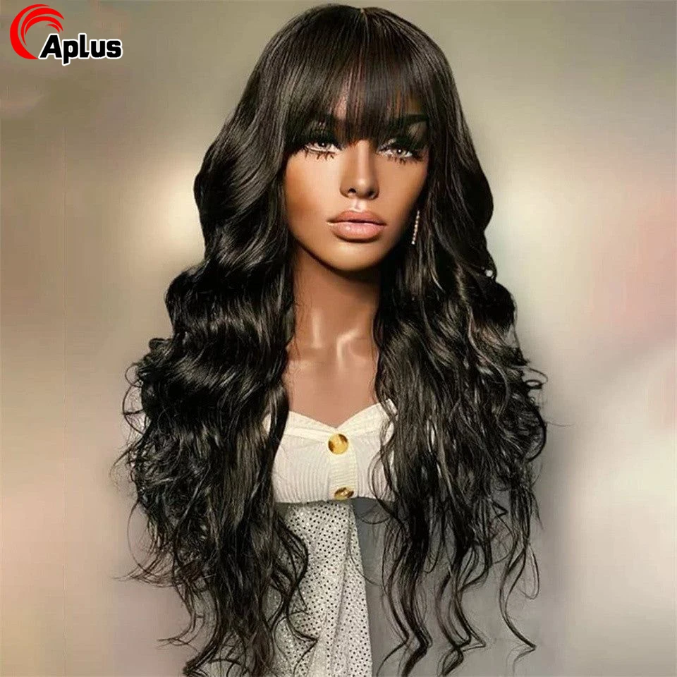 Body Wave Lace Front Wig With Bangs Human Hair Wigs For Women Brazilian 13x4 HD Lace Frontal Wig 4x4 Body Wave Closure Wig 150%