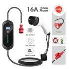 Зарядное устройство Wallbox EVSE для электромобиля, 11 кВт, тип 2, с переходником для розетки, 16 А, регулируемое, 5 м, портативное, 3-фазное, быстрая зарядка