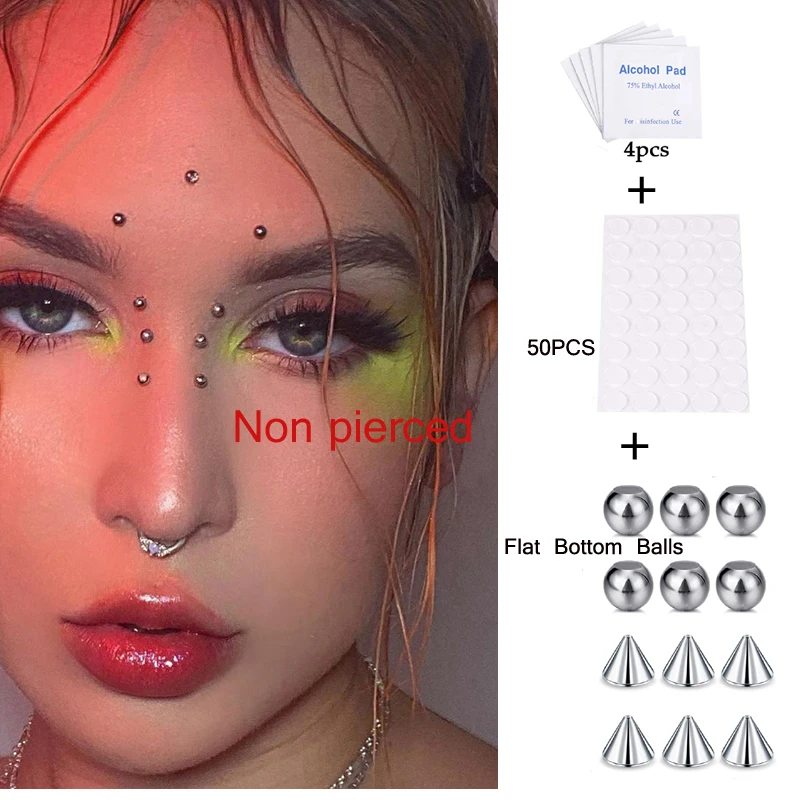 New Arrival Fake Lip Ring Stud Fake Nose Ring Eyebrow Ring Dimple Sticker Fake Piercing Body Jewelry Punk Smiley Piercing