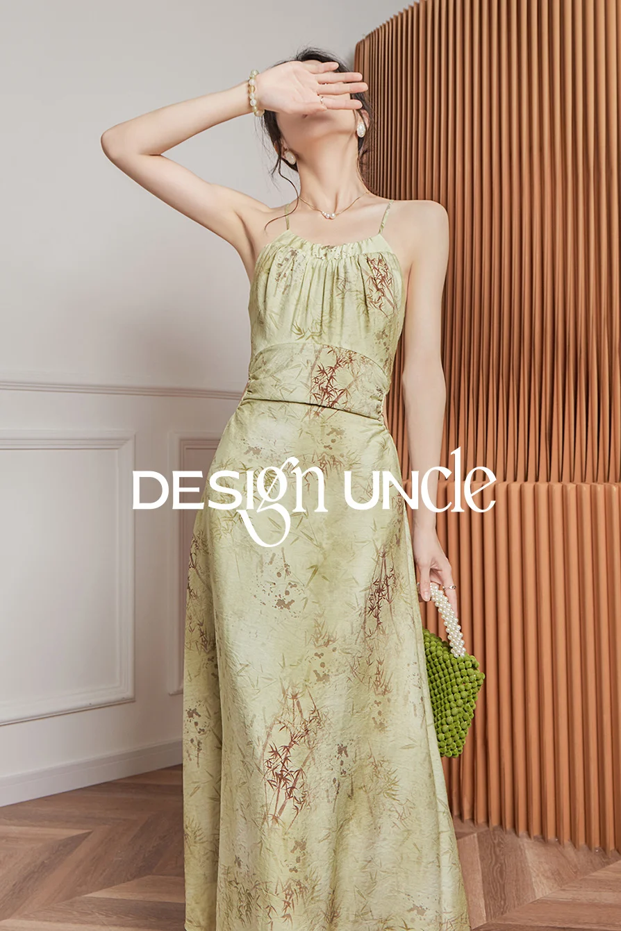 

Strap Dress French Kikyo Hanging Neck 2023 New Vacation Style Open Waist Long Dress