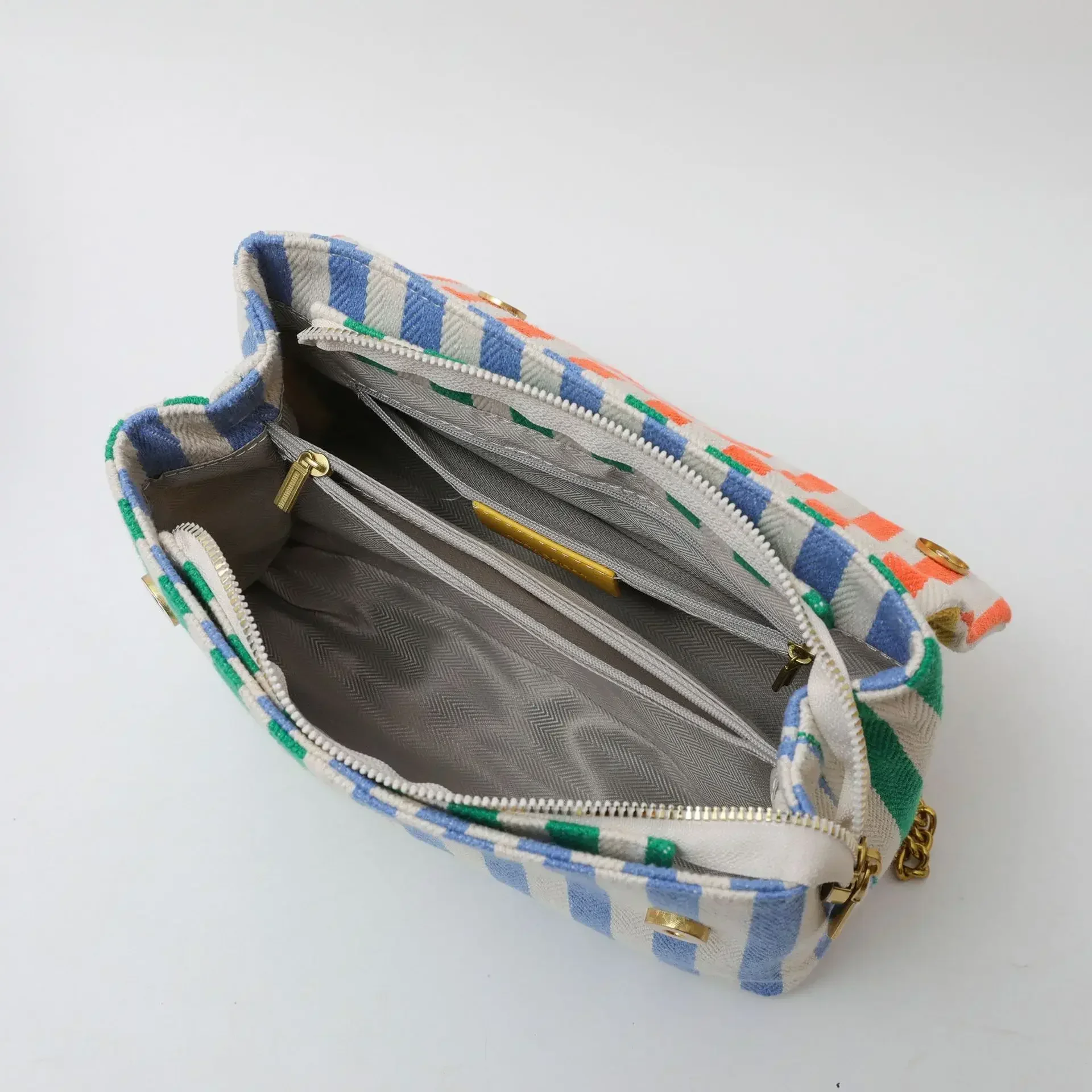 KURT GEIGER LONDON Повседневная парусиновая многоцветная полосатая квадратная сумка в