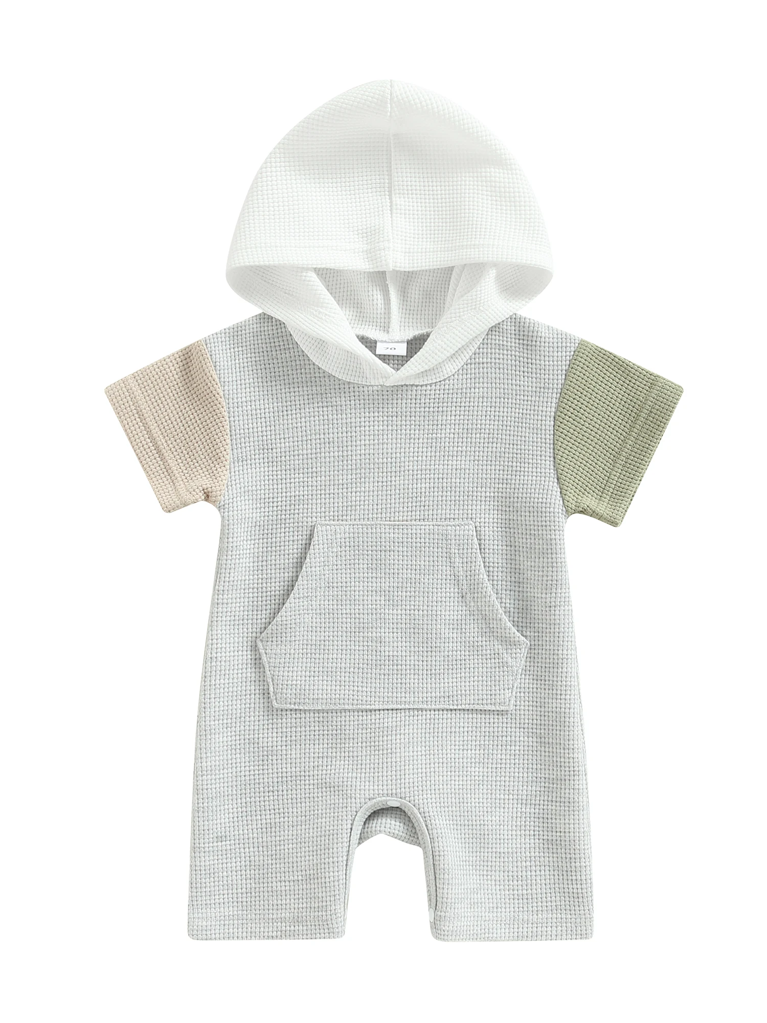 

2023 Baby Boy Short Romper Summer Clothes Short Sleeve Hood Patch Color Casual Jumpsuit for Kids Newborn Items Clothing